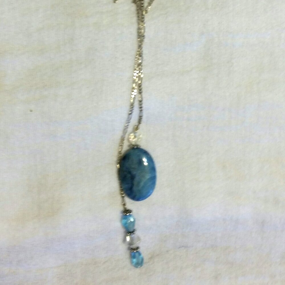 Wrap around Lariat necklace with blue stones